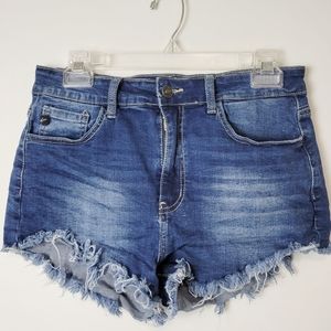 KanCan Frazzled Mom Cut-Off Jean Shorts